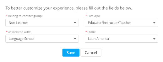 A user profile for a Non-Learner, Educator/Instructor/Teacher associated with a Language School in Latin America.