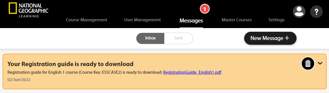 A new message says the report is ready to download and gives a download link.