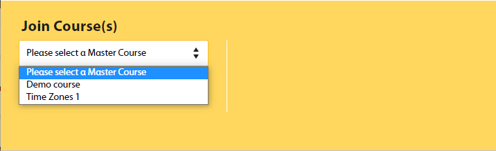 Join Course(s) menu with 2 options in dropdown menu